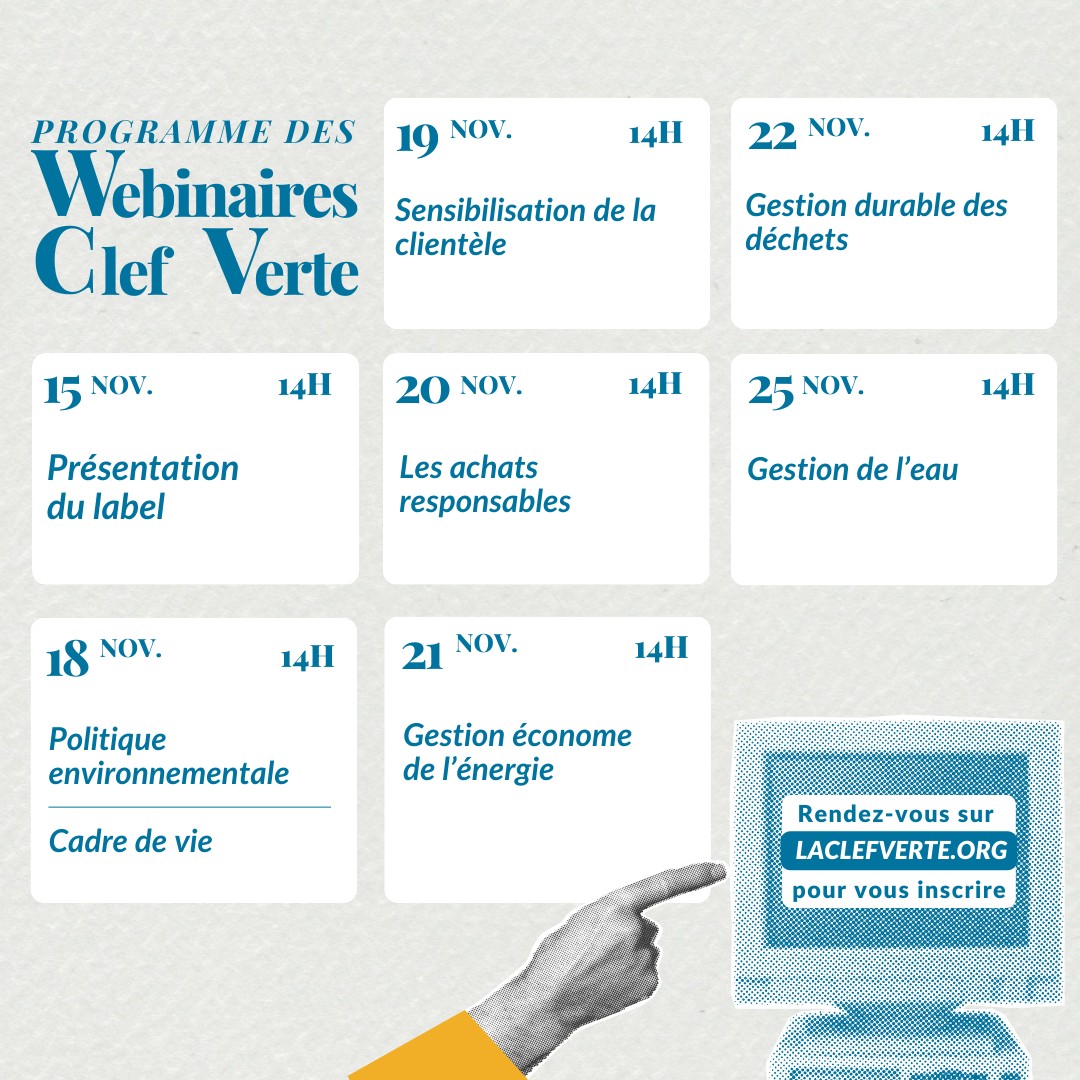 6 webinaires thématiques pour vous préparer au label Clef Verte